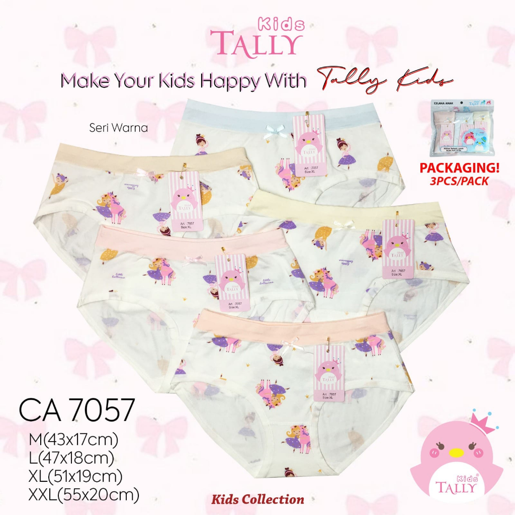 TALLY KIDS GIRL 7057 I CD CELANA DALAM ANAK CEWEK PEREMPUAN I SIZE L - XXL I BAHAN KATUN HALUS