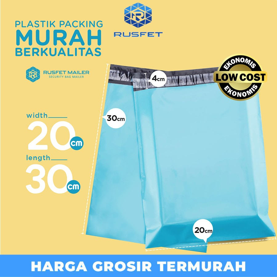 Plastik Polymailer Pack LOW COST Amplop Polimailer BLUE Rusfet 20x30cm