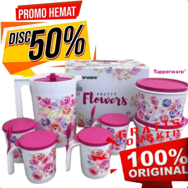 *BIG SALE* DISC 50% Tupperware Pretty Flower + Box | Toples Multifungsi Pitcher Multifungsi | Kado E