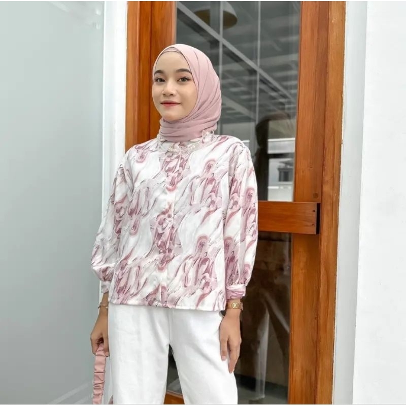 GG- Carlotta Marble Puffy Blouse| Blouse Jumbo fit 45-80kg
