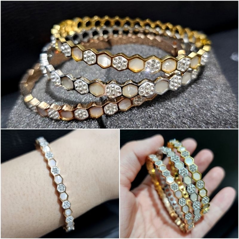 Restok Gelang Titanium Premium Quality Mirip emas asli kilau Stainless steel Branded band Tidak karatan1