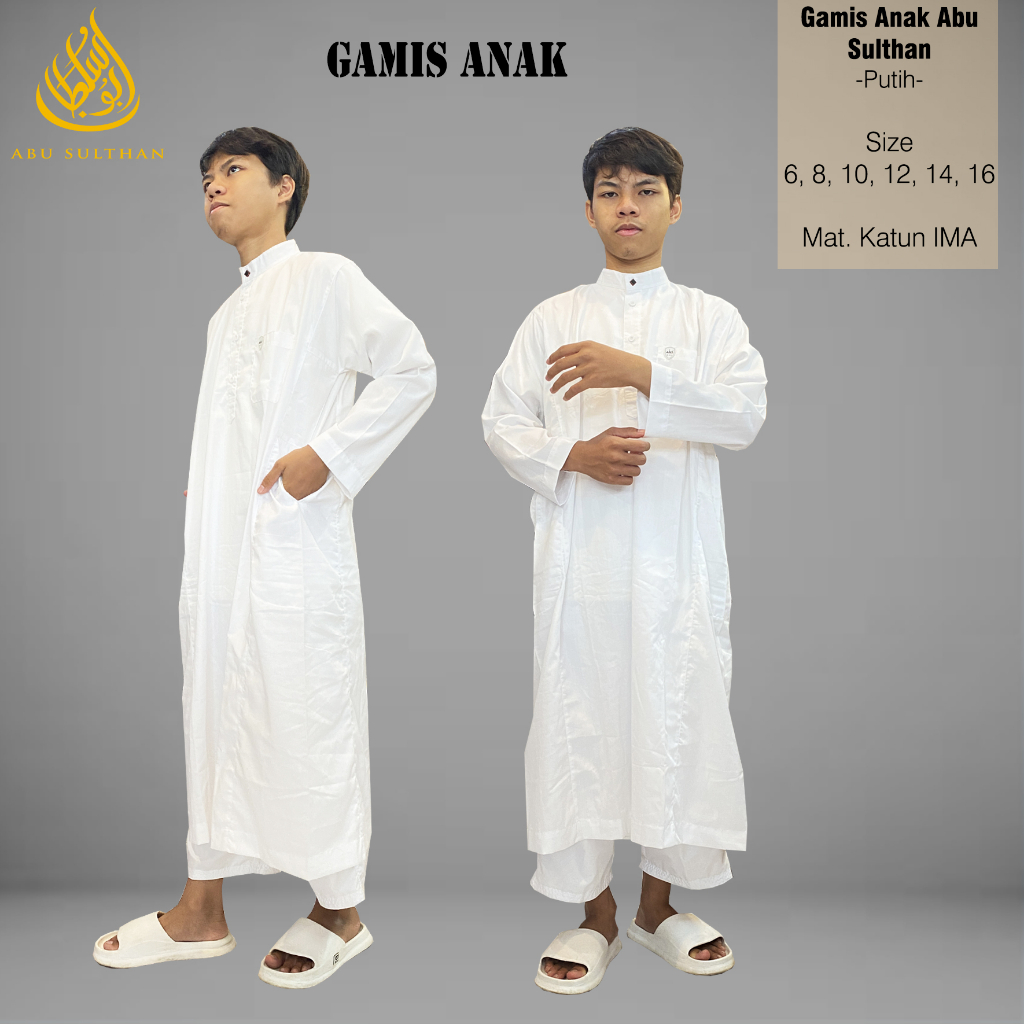 Gamis Jubah Putih Polos Anak Laki Laki Lengan Panjang Perlengkapan Sholat Anak Pria