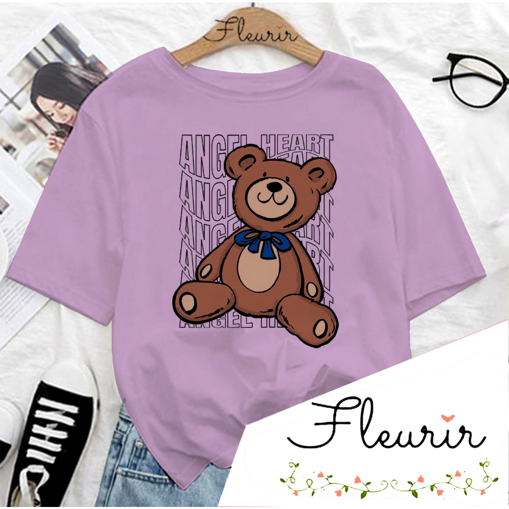 FLEURIR - COD KAOS WANITA ANGEL HEART PRIA REMAJA DEWASA UNISEX TSHIRT JUMBO OOTD LENGAN PENDEK OVERSIZE