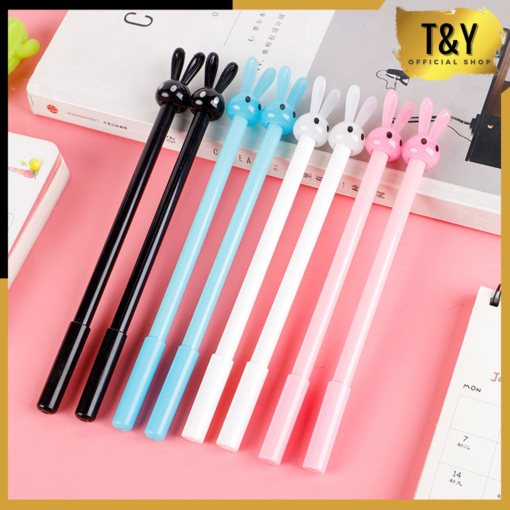 T&amp;Y Pulpen Pena Bentuk Karakter Bunny Lucu Unik Bolpen Karakter Pulpen Karakter Kepala Kelinci Gel Imut Pulpen Gel Pena Murah Import