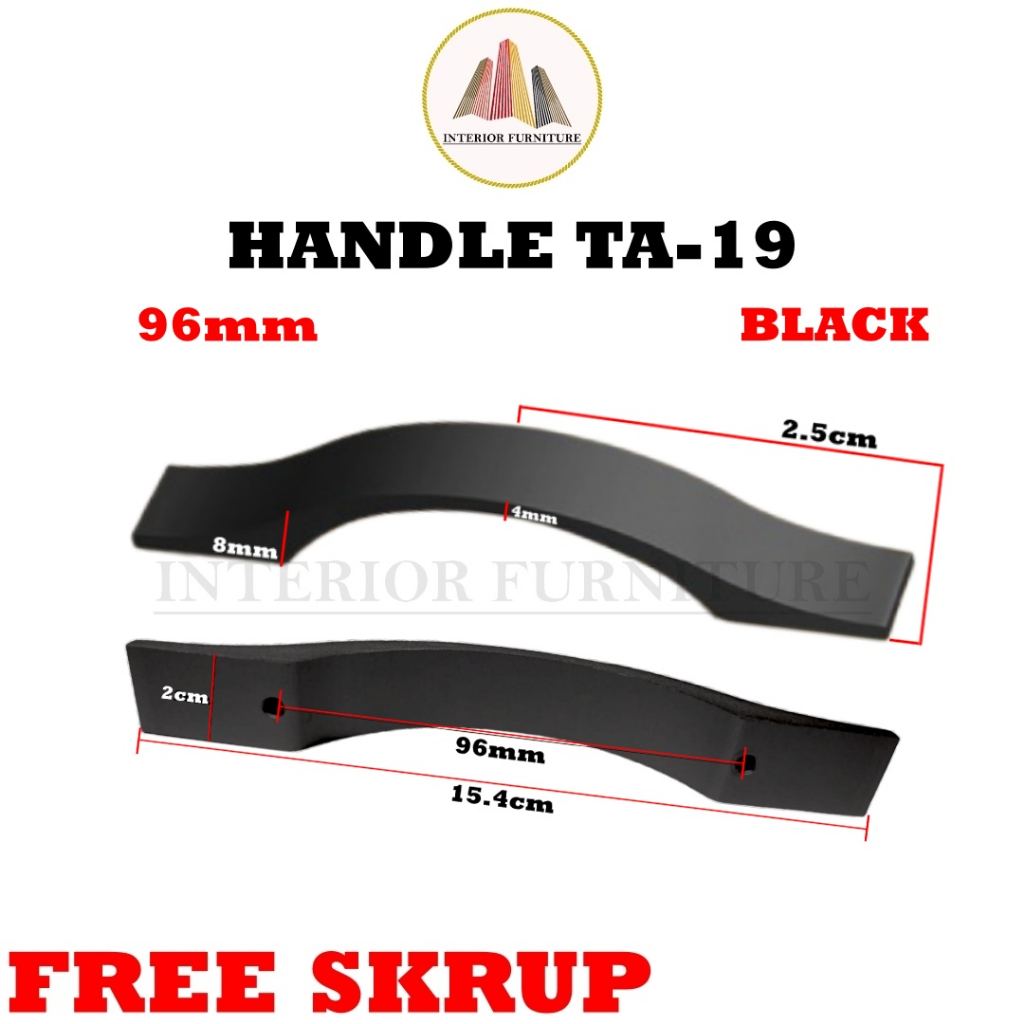 Handle TA 19 - 160mm, 128mm &amp; 96mm  (Tarikan Laci Minimalis, Lemari, Pintu Lemari Aluminium Anodize,Gold, Black)