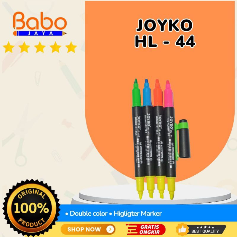 

BABO JAYA Highlighter / Stabilo Double Colour Joyko HL 42-45 , Pena Sorot Pena Penanda Berwarna 2Tip Warna .