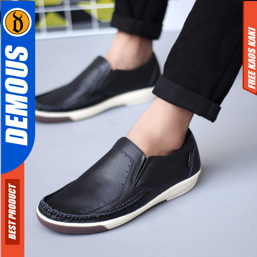 DEMOUS Sandro - Sepatu Formal Casual Hitam Kulit Kerja Pria