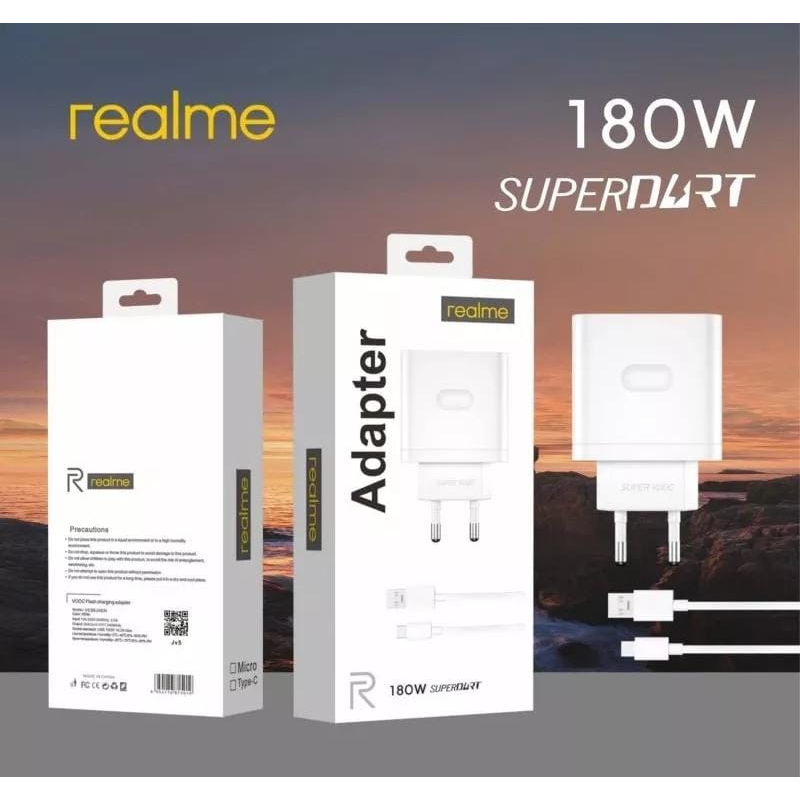 Charger REALME 180W TYPE-C 1USB SUPER VOOC Casan REALME 180W USB Android TIPE C SUPERDART