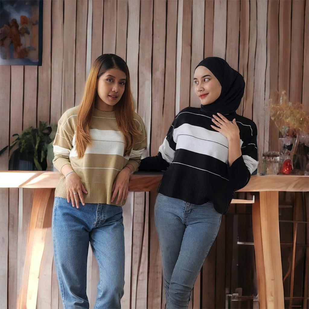 CORA TOP KNITE SWEATER | BAJU RAJUT WANITA KOREAN