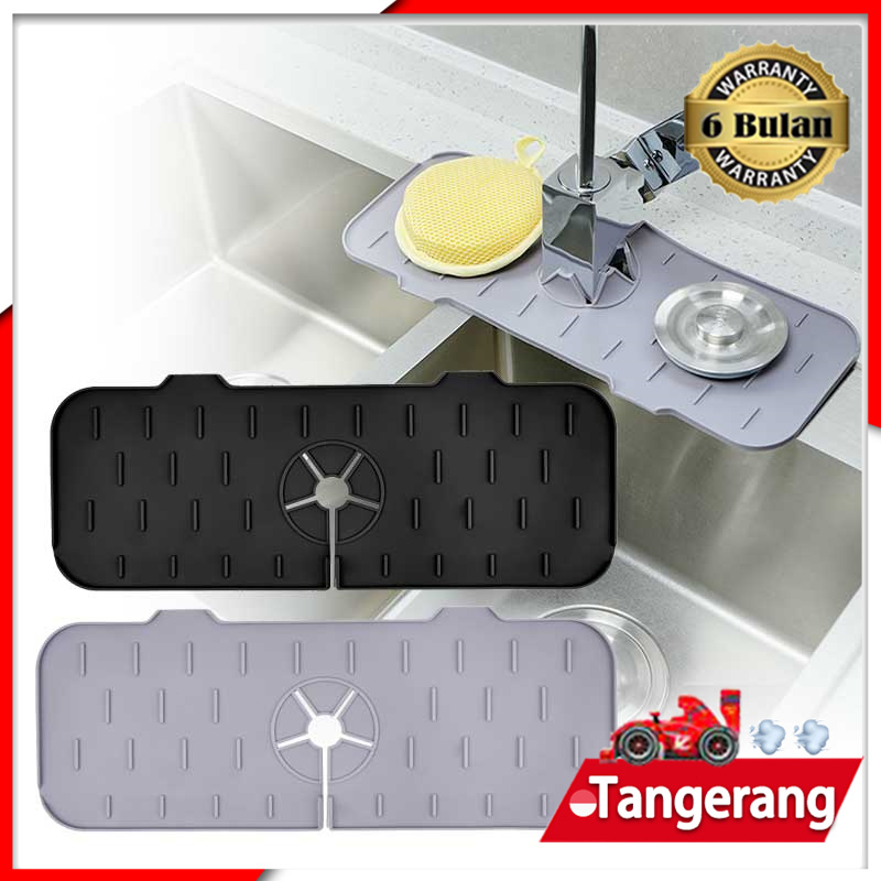 Kitchen Sink Faucet Handle Drip Catcher Silicone Mat Tray Washable