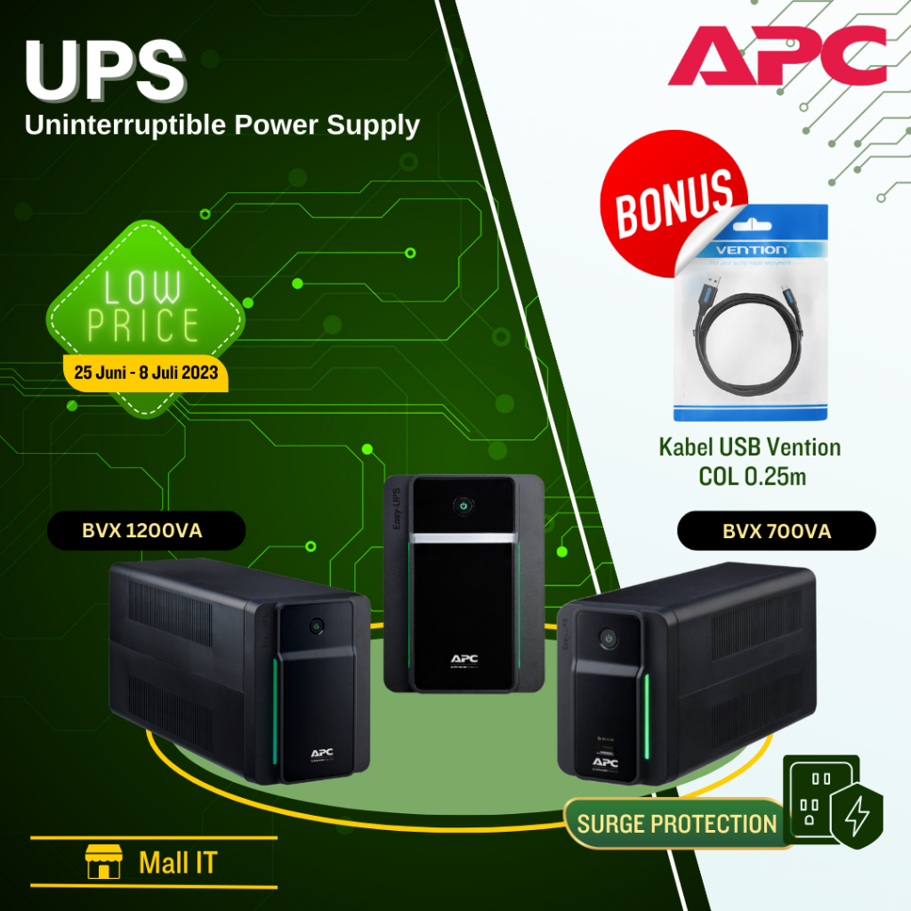 (Bisa Cod) UPS APC UPS BVX 1200VA 650W USB Charging BVX1200LI-MS Surge Protection