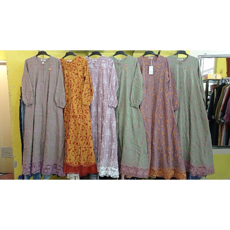 READY NEW ARRIVAL GAMIS DNL LUXURY DRESS MUSLIMAH DRESS DNL LUXURY MOTIF BORDIR