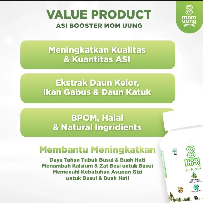 Mom UUNG ASI Boster 60 kapsul Natural Halal BPOM