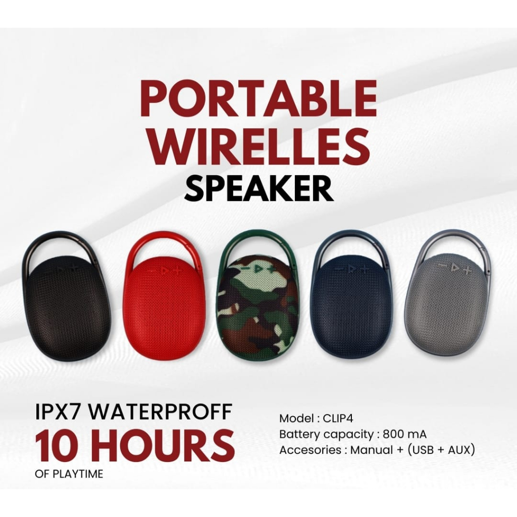 Speaker Bluetooth Wireless Portable Clip 4 IPX7 Waterproff