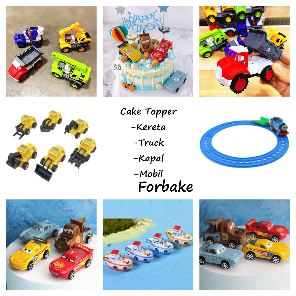 Topper Cake Kue Ulang Tahun Mainan Kereta Thomas Car Mobil Truk Ultah Penghias Tart Figure