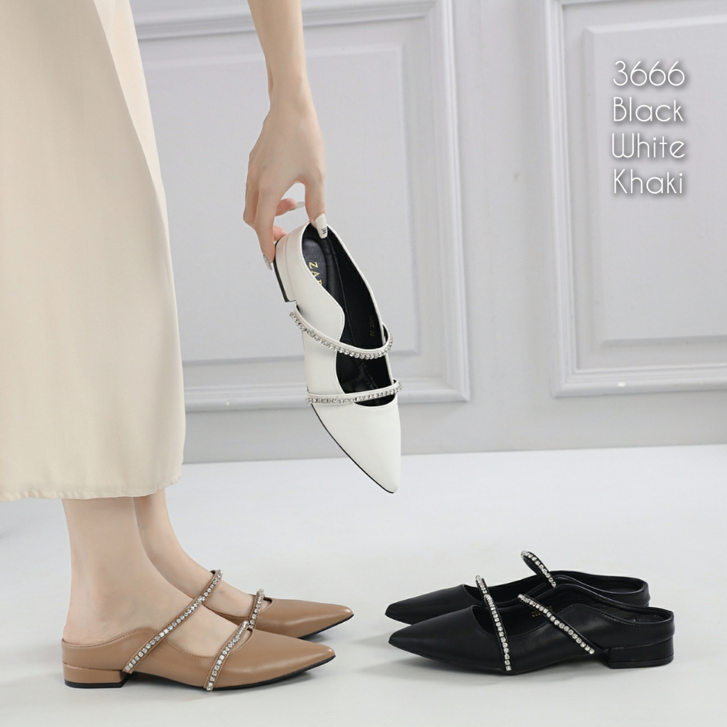 Sandal wanita Mules Cantik import Heels 2cm kode 3666