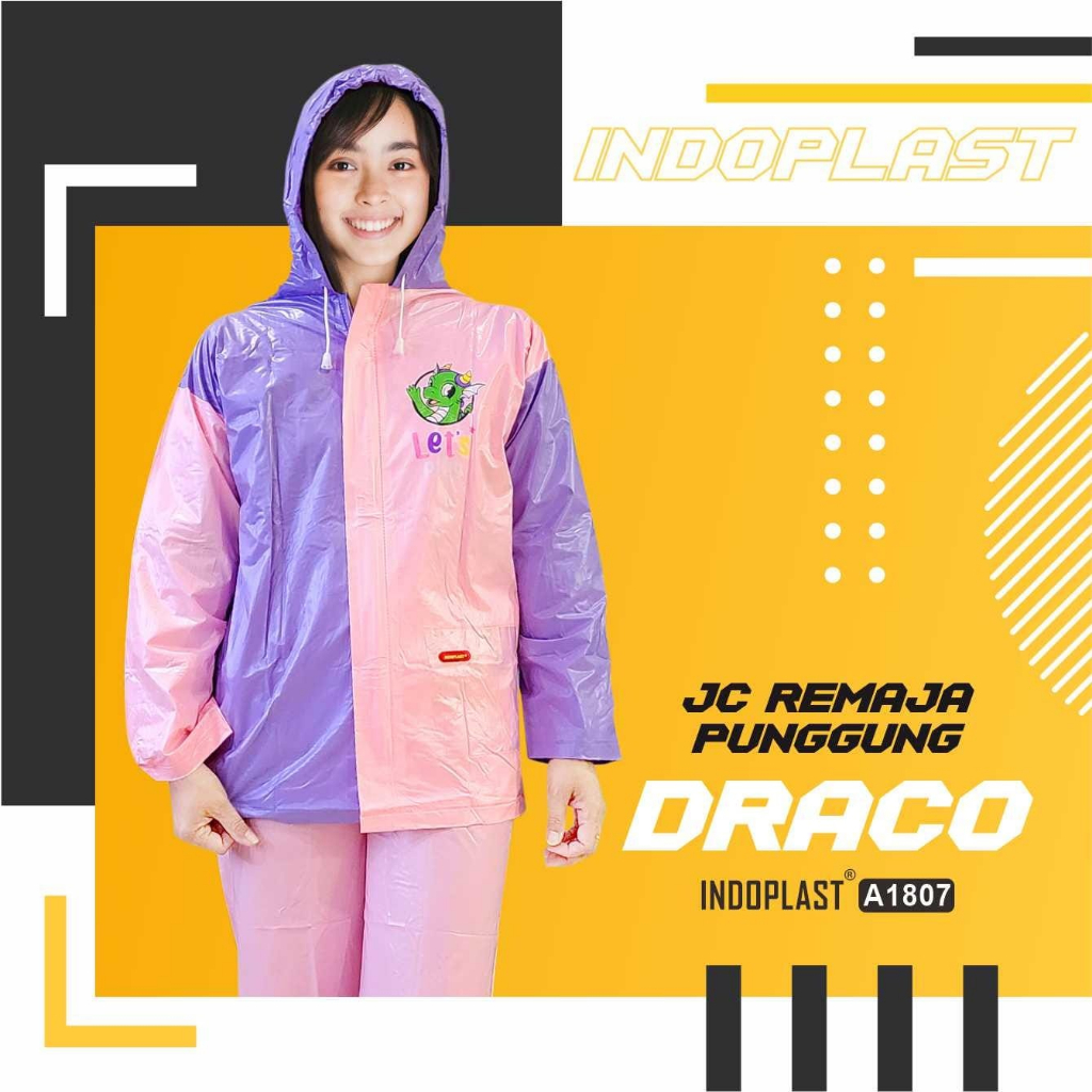 FELWINSHOP Jas Hujan Anak Remaja Jaket Celana Backpack Indoplast Draco Tas Punggung