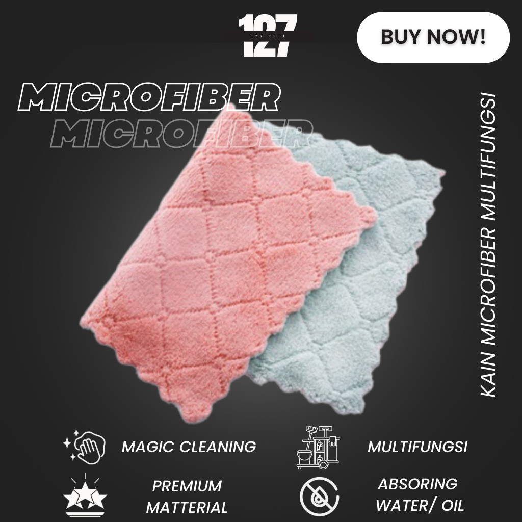 Kain Lap Micro Fiber Cuci Piring Anti Minyak Dapur Serbaguna Microfiber Serbet Bersih Dapur Piring Meja Penyerap Serap Air