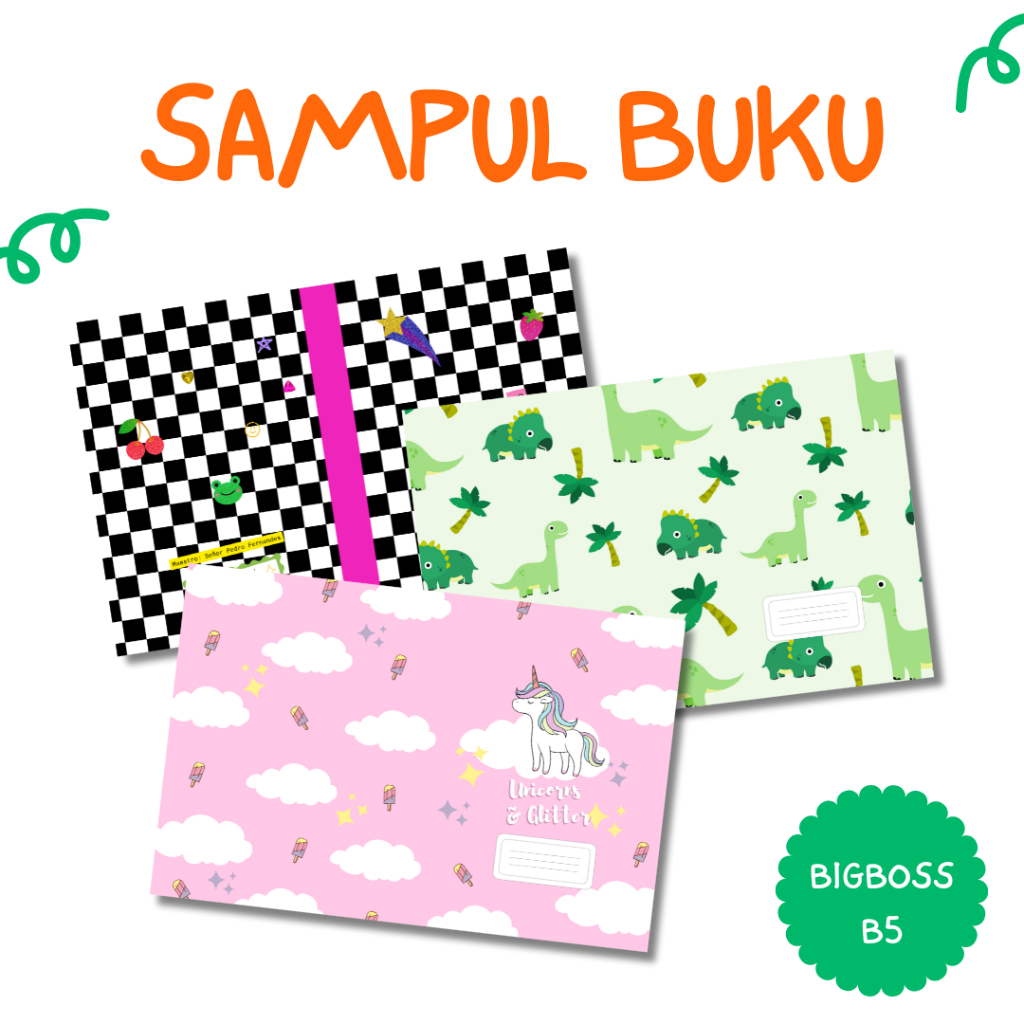 

[BIGBOSS B5] Sampul Buku - Sampul Buku Motif Kotak Estetik Buku Tulis Bigboss B5 - Custom Desain Minimal Order 4pcs