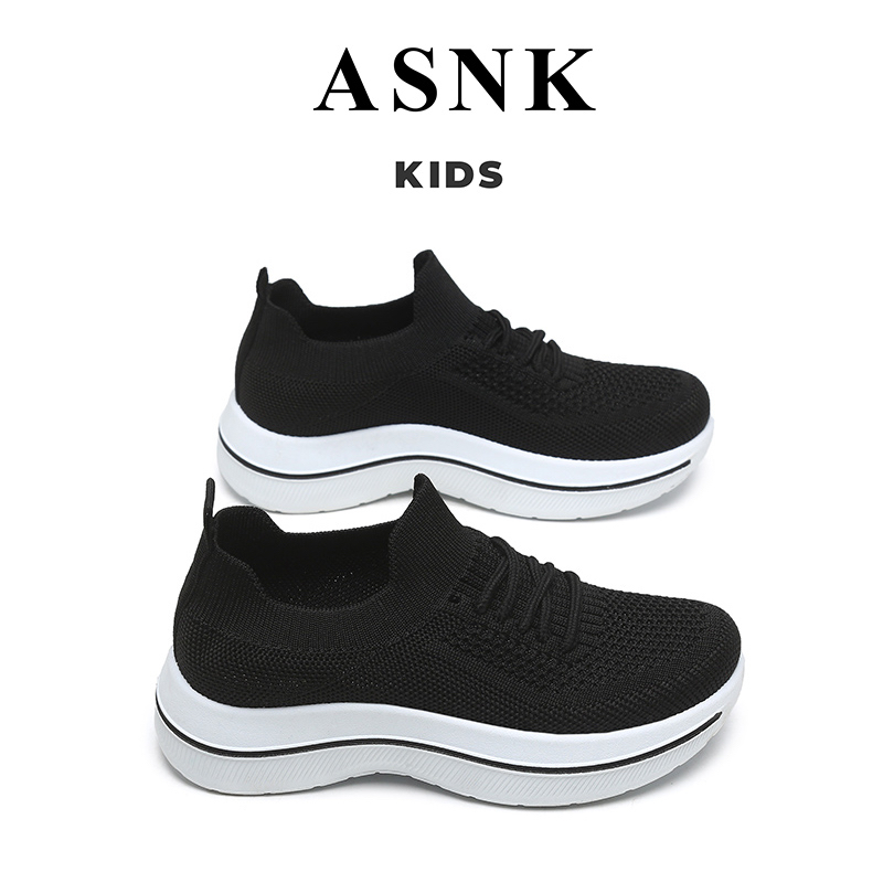 [GROSIR][COD] SEVEN_DAY SEPATU SLIP ON RAJUT SNEAKERS ANAK CEWEK COWOK USIA 7-9 THN WM2330 HITAM