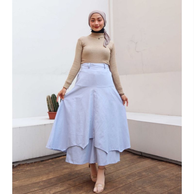 Rok wanita/rok korea maxi - bahan katun tebal