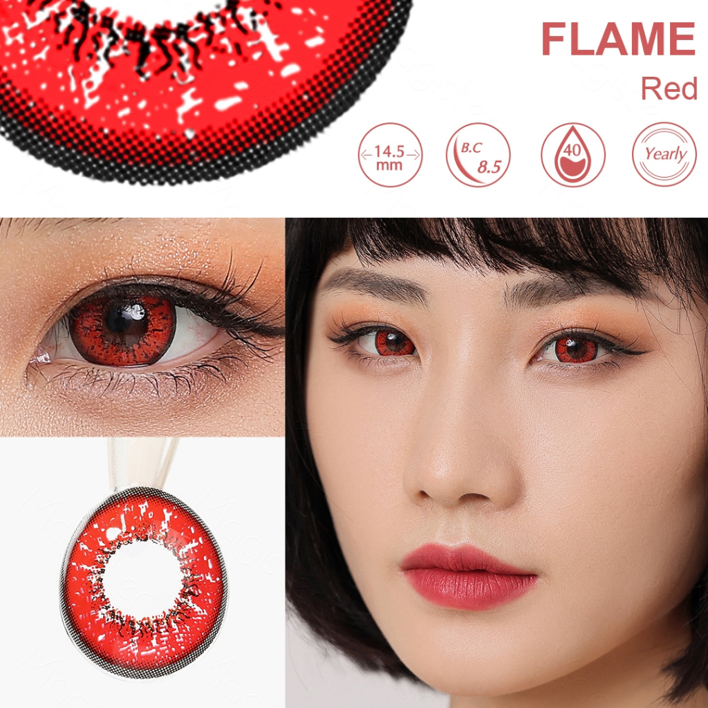 Softlens cosplay normal merah soflens 14.5 mm 1 pasang lensa kontak warna red