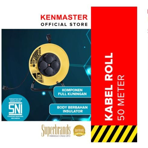 KENMASTER KABEL Roll 50M FULL KUNINGAN SNI 3x1.5mm 4 Lubang