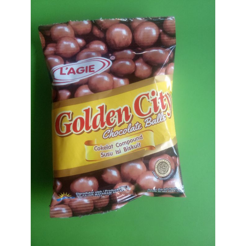 

Golden City Kuning Cokelat Compound Susu Isi Biskuit 50g