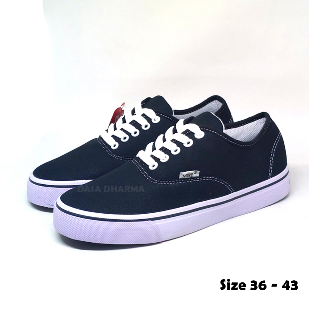 Sepatu Vens Pria Authentic Hitam Putih Sneakers Canvas Sekolah Size 36 - 43