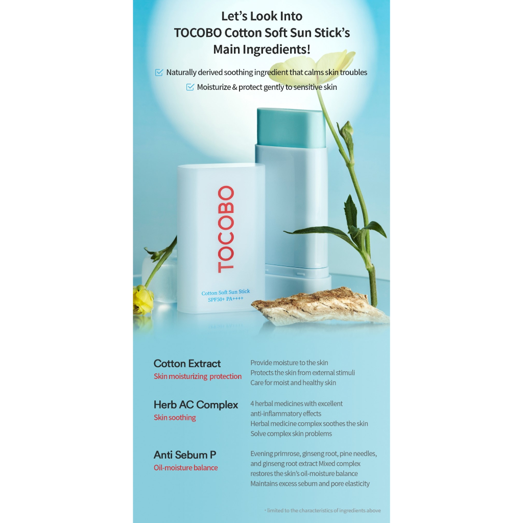 ( PROMO 7.7 ) TOCOBO - Cotton Soft Sun Stick SPF 50+PA++++ 19 gr