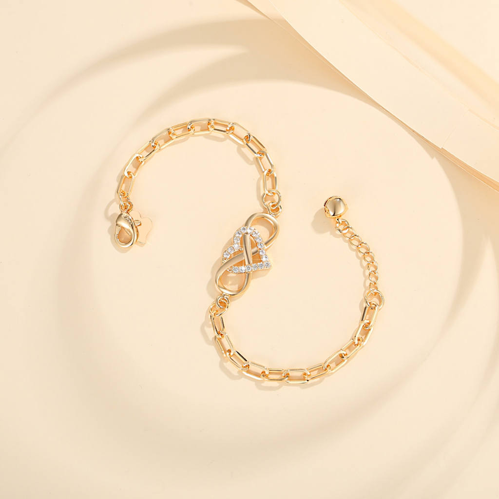 Y184 【Barang spot】Gelang Hati 18k Lapis Emas Gelang Wanita Kristal Zirkon Mewah Jewelry Gelang Aksesoris Mewah