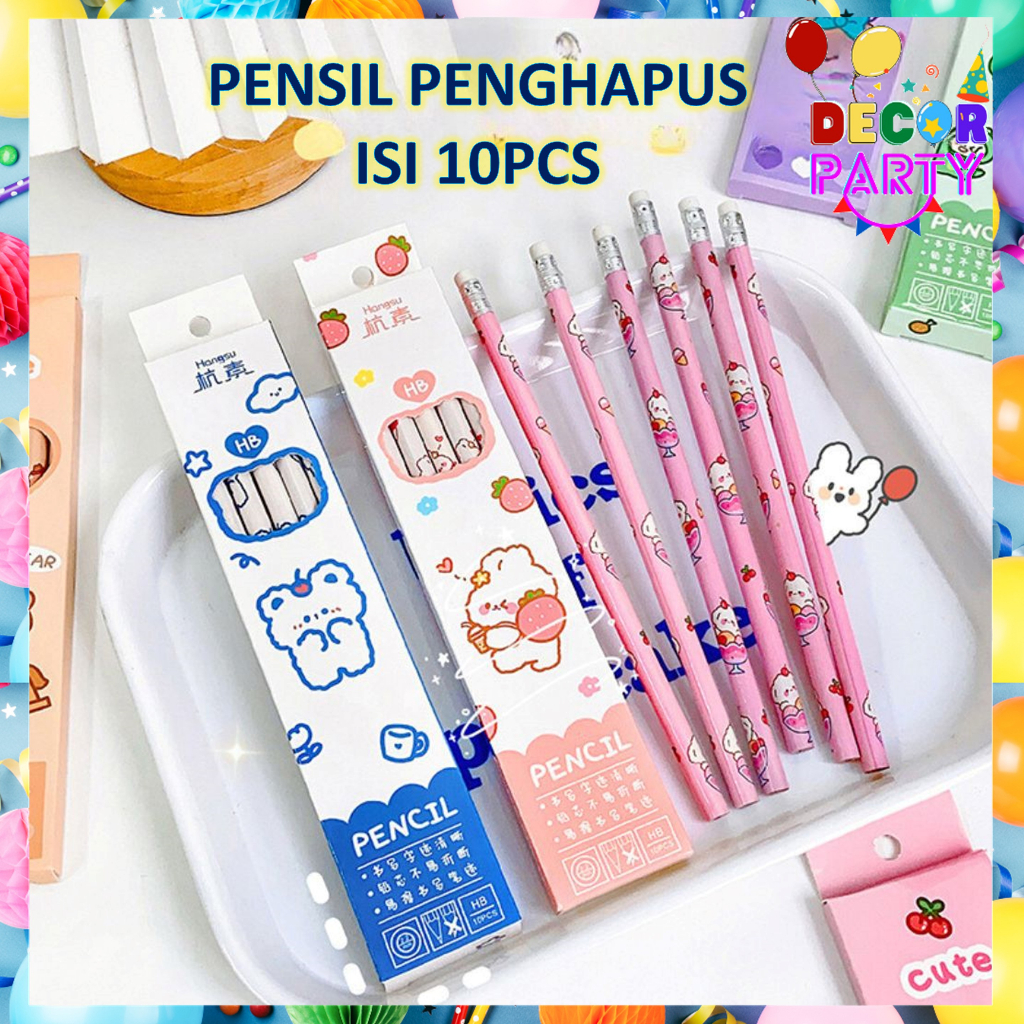 

DP Stationery Set Pensil Penghapus Set isi 10 Pcs Karakter Kartun Lucu Alat tulis Pensil Set isi 10pcs Karakter Set 10 IN 1 Set Paket Perlengkapan Alat Tulis Sekolah Anak-Anak TK Kantor