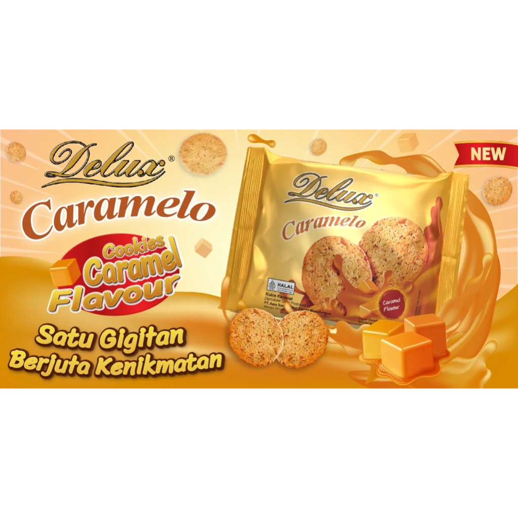 Delux Caramelo Kukis Short Bread Rasa Caramel 28 Gram