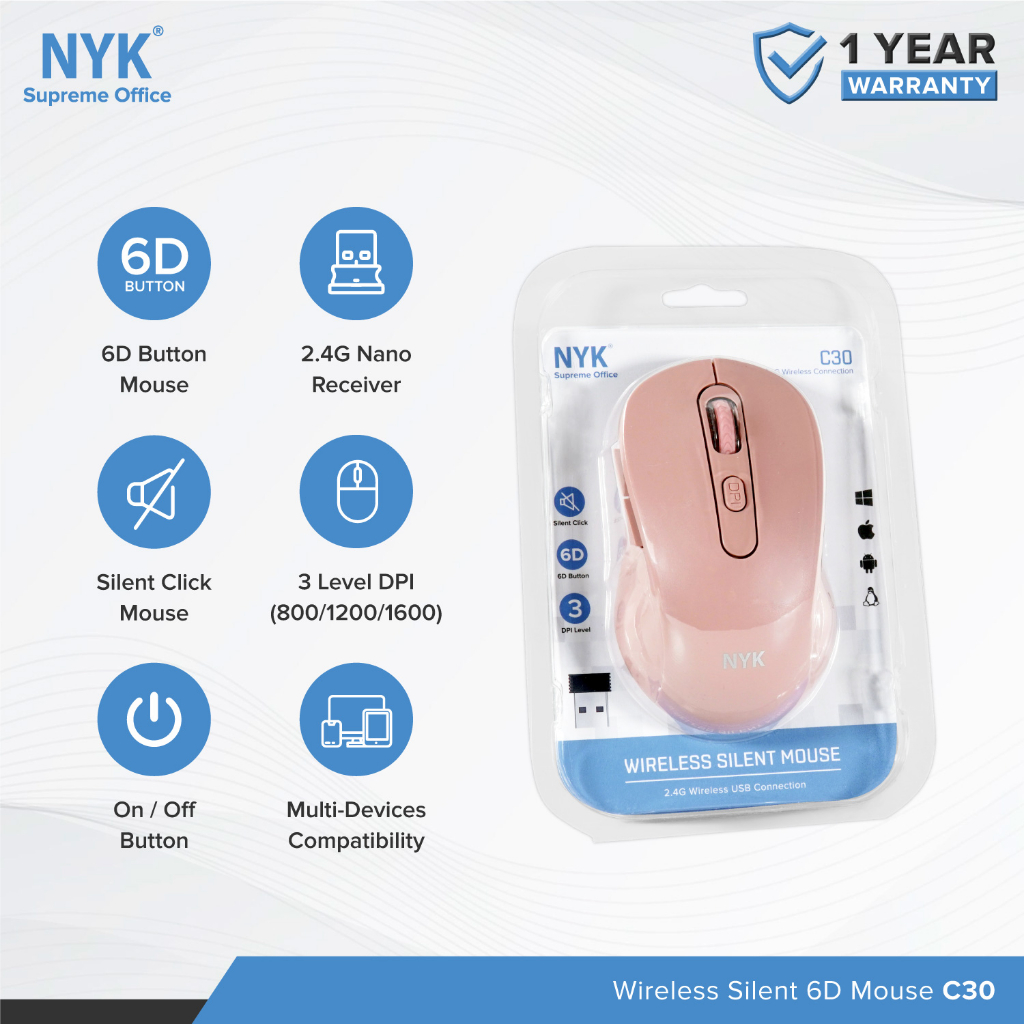 Mouse Wireless NYK C30 Silent Click