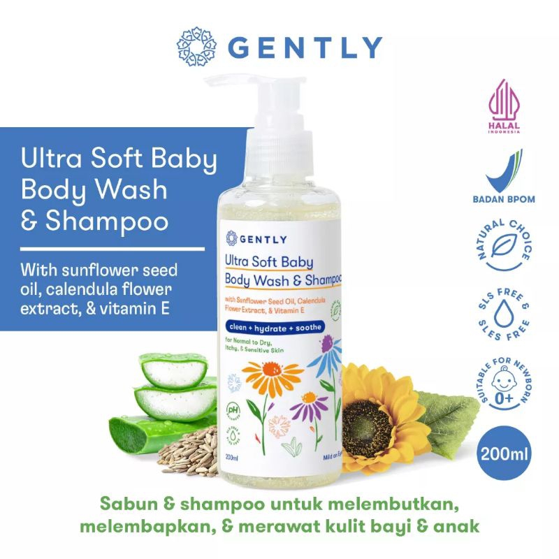 Gently Wash and Shampoo 200 ml/Sabun Pembersih Badan dan Rambut Bayi