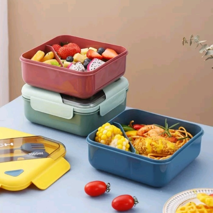 LUNCH BOX SET TEMPAT MAKAN SET KOTAK MAKAN SEKAT ANTI TUMPAH