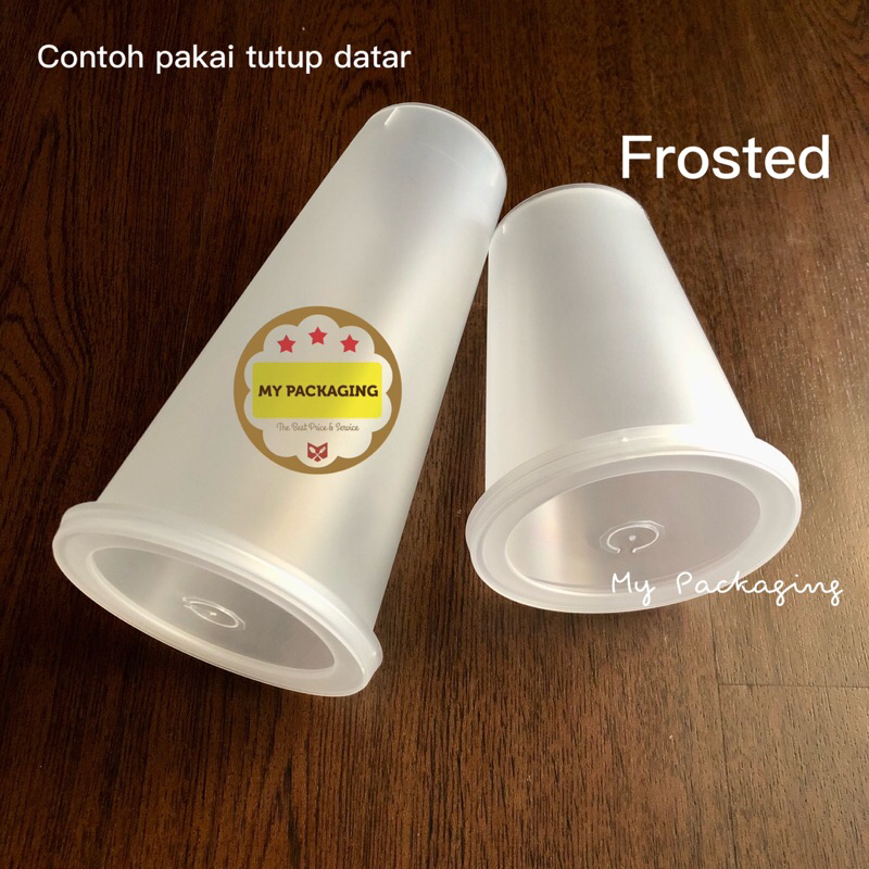 Gelas Cup PP Injection 14oz 400ml BURAM FROSTED Doff 14 oz 400 ml- 25set