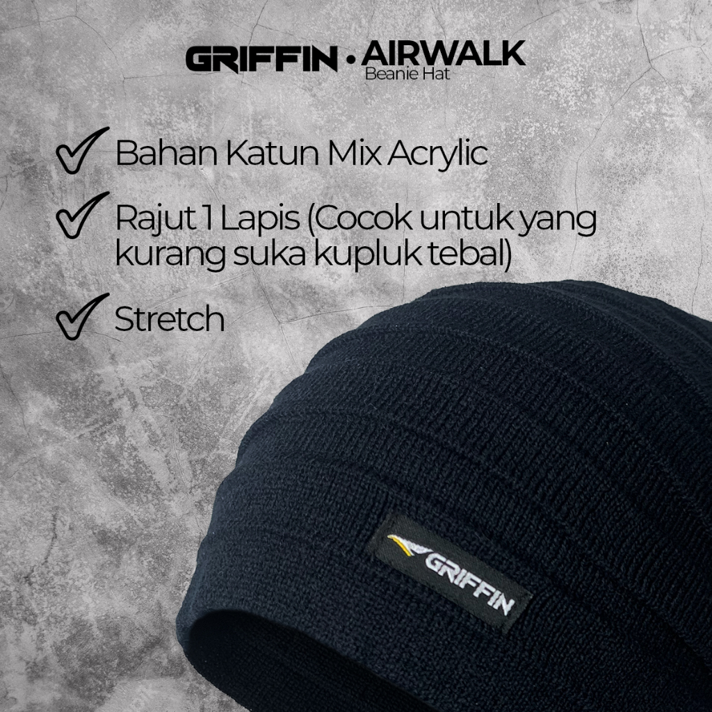 Kupluk Pria Dewasa Rajut Airwalk by Griffin