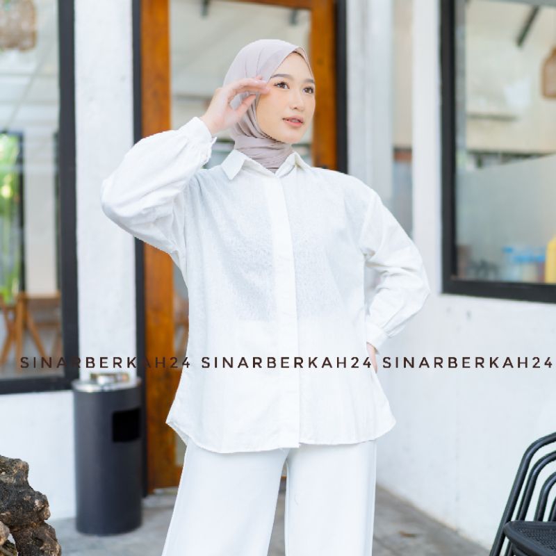 Hanna Top Shirt Linen - Kemeja Wanita Oversize - Atasan Wanita - Oversized Shirt Linen