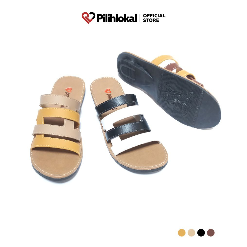 Pilihlokal - Ban 3 Sandal Slop Kokop Wanita Dewasa Karet Murah Empuk Anti Slip Terbaru 2023 Sepatu Sendal Selop Lentur Cewek Remaja Kekinian Korean Style Lucu Sandak Slide Flat Teplek Jumbo Perempuan Termurah Motif Kombinasi Untuk Lebaran Kondangan Ibu2