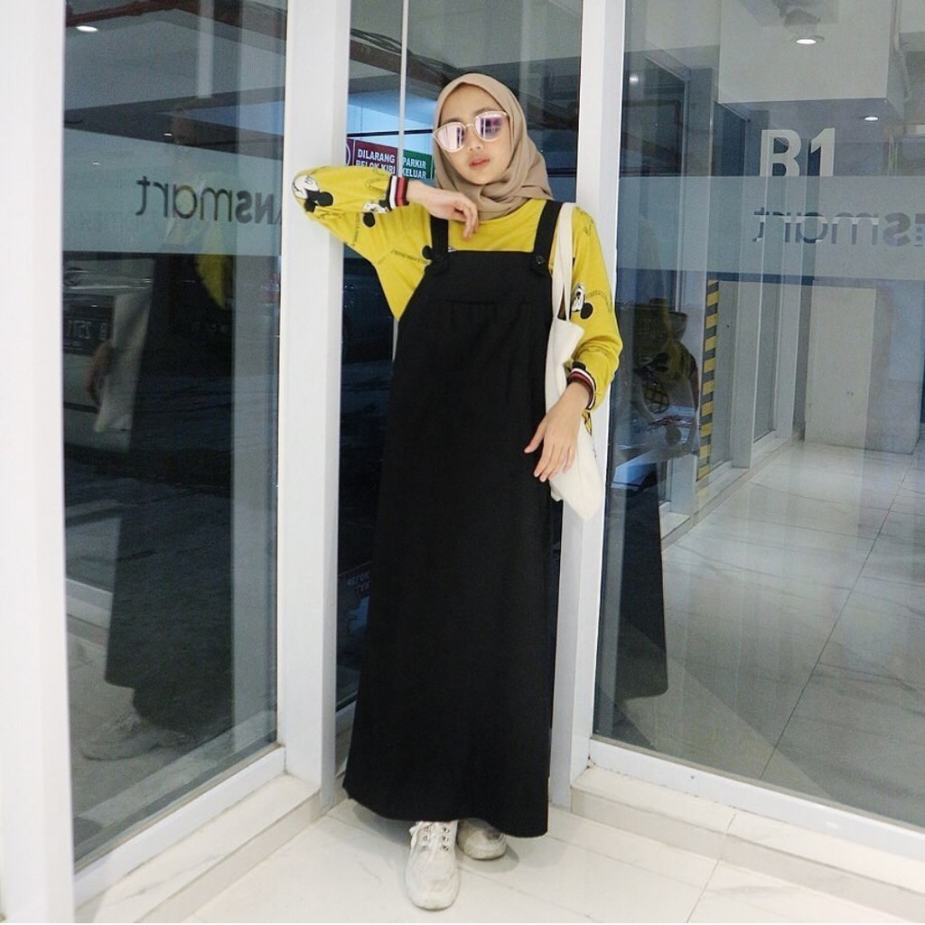 DB - ANYA OVERALL BASIC POLOS WANITA / AC OVERALL ROK MUSLIMAH KOREAN  STYLE / Baju Kodok Anya Overall Overal Rok Wanita Motif Polos