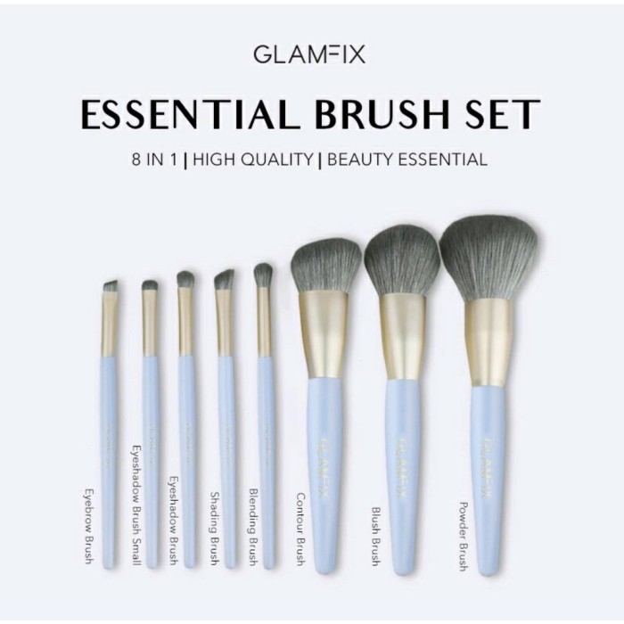 GLAMFIX Essential Brush Make Up Set 8 Pcs  - GLAMFIX Luminous Brush Make Up Set 8 Pcs_ Set Kuas Makeup | GLAM FIX Alat Kecantikan Makeup by YOU