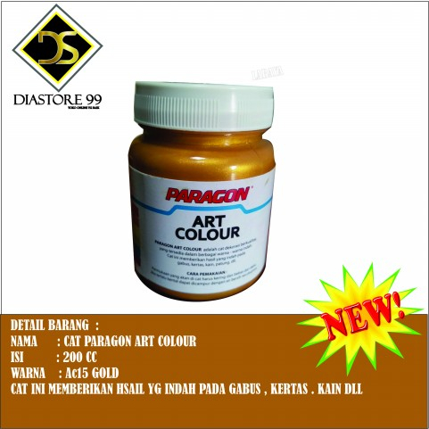 Cat emas gold paragon art color isi 200cc  ac16 dan ac 15 cat air cat dekorasi gabus ,cat kertas
