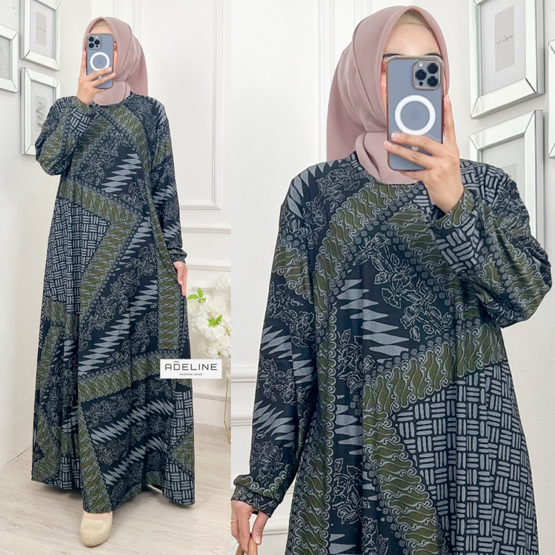 RINIYA Jumbo Maxy Batik - Gamis Wanita Calvin Jeans Terbaru Jumbo Bigsize Oversize LD100-110 XL-4L / R.25 - 023-5437 / R.26 - 022-6011