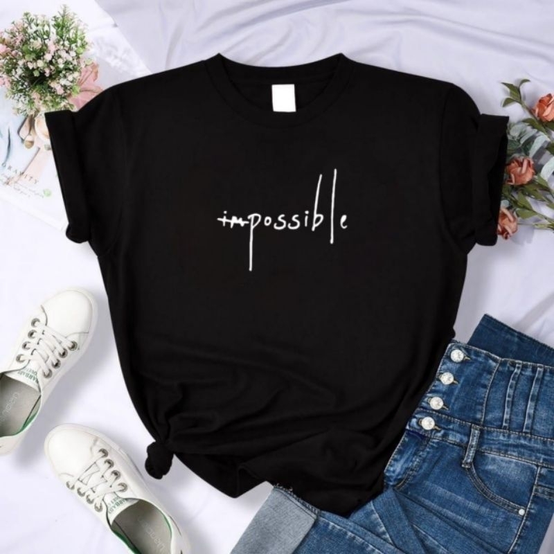 Kaos wanita atasan wanita lengan pendek baju kaos oblong cewek baju perempuan impossible