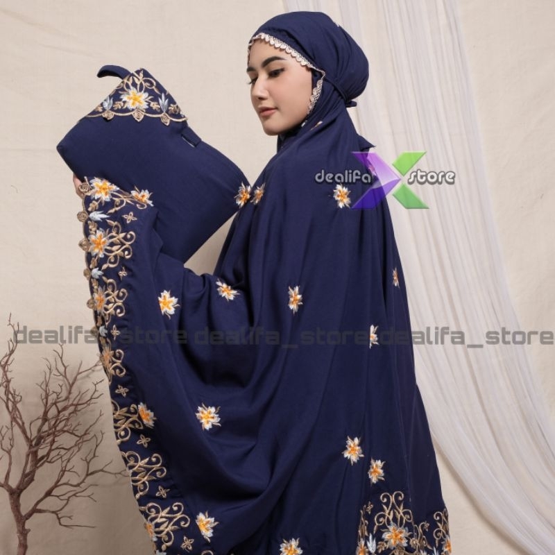 Mukena Dewasa Bunga Sakura Katun Premium Full Bordir Terbaru