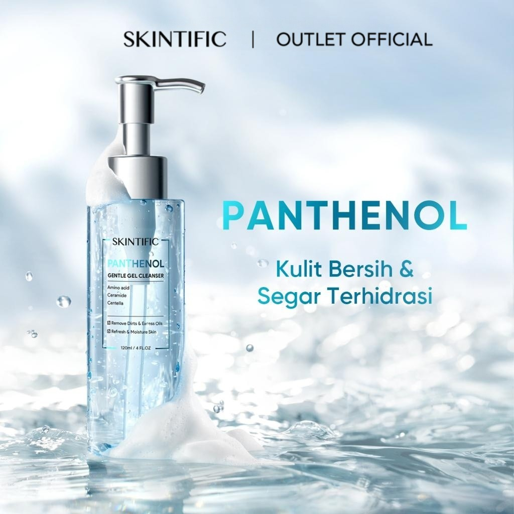 SKINTIFIC Panthenol Gel Gentle Cleanser120ml Facial Wash Calming and Soothing for All Skin Types  5% Panthenol Acne Calming Water Gel 45g Pelembab Wajah Cream jerawat Soothing Facial Moisturizer For Acne Skincare pelembab wajah pembersih wajah