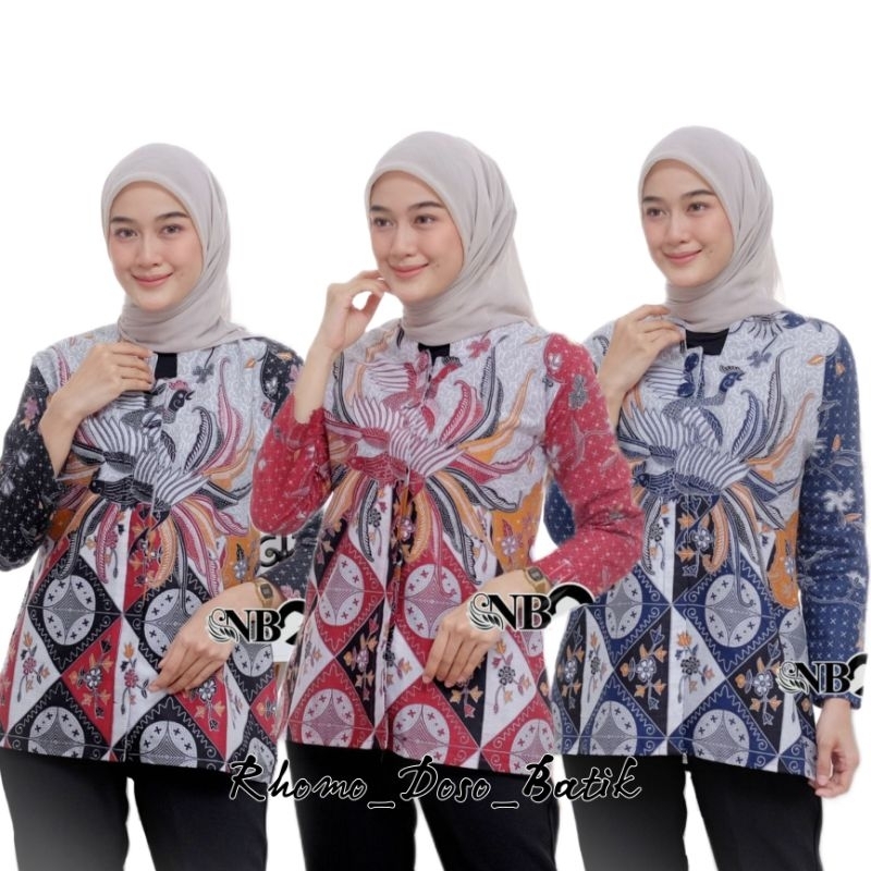 BAJU BATIK WANITA MODERN MONALISA GENES M,L,XL asli PEKALONGAN