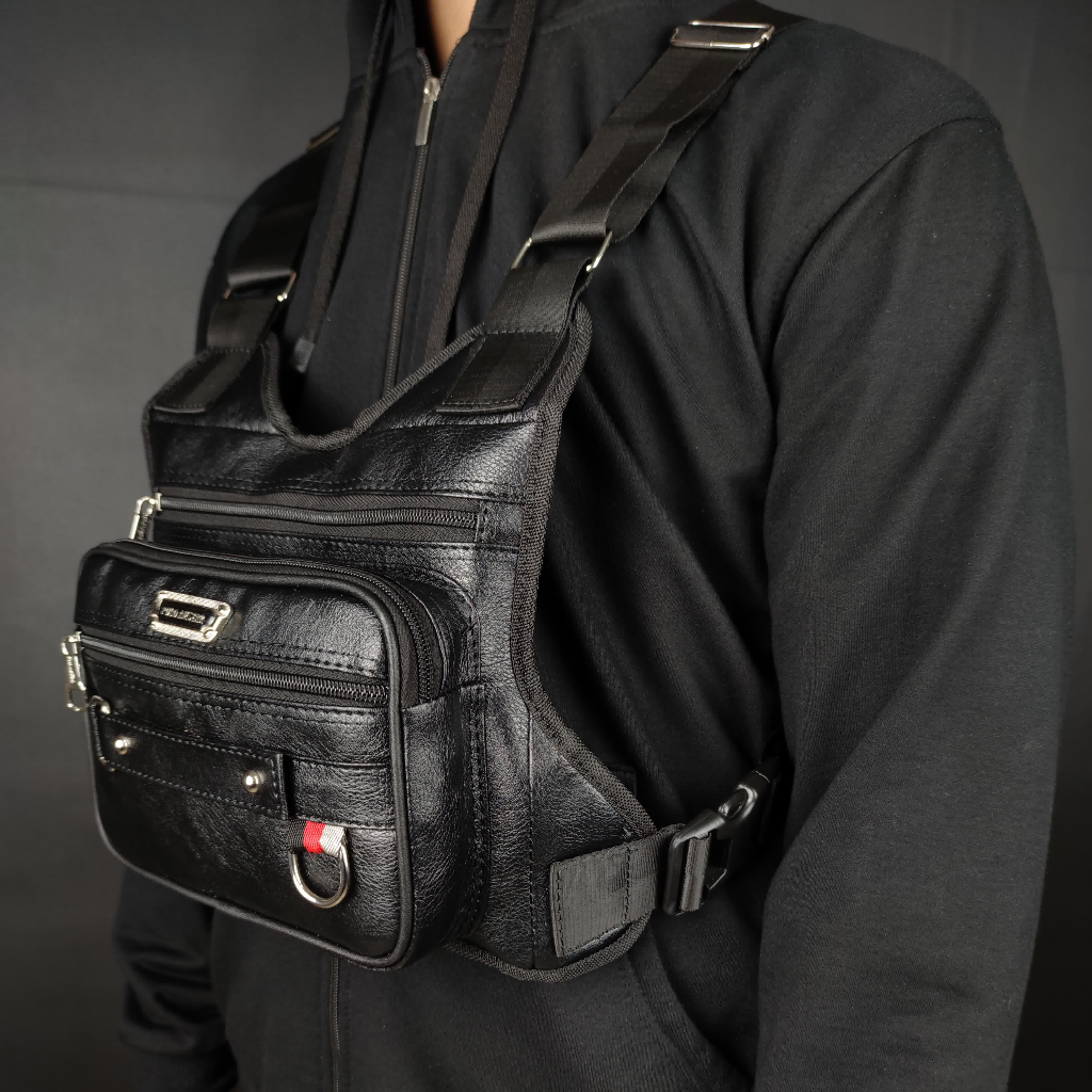 Chest Bag Chest Rig Bag Original Polo Amstar Bahan Kulit PU Leather Tas Dada Tas Selempang Dada Pria