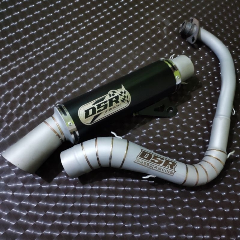 Knalpot DSR Black Coating Sandblas Header Sandblasting inlet 38mm 45mm 50mm Model Samlong Cobra